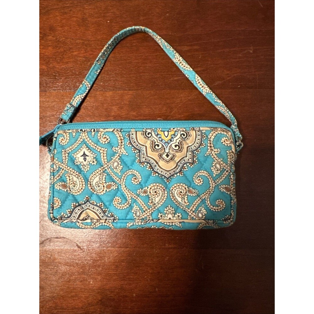 VINTAGE VERA BRADLEY RARE RETIRED Peacock Paisley FABRIC ZIP WALLET COIN PURSE - Picture 1 of 9
